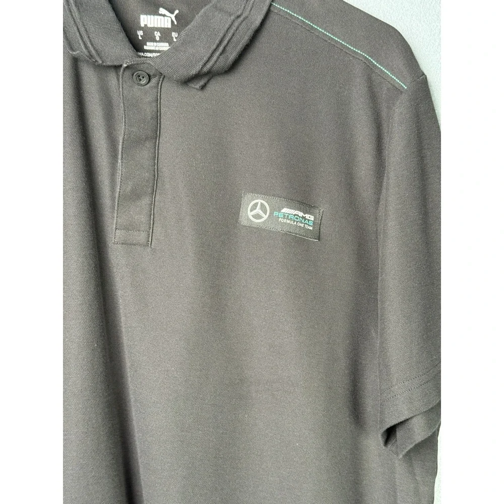 Puma Mens Black AMG Petronas F1 Neon Energy Short Sleeve Polo Shirt L 621154-01